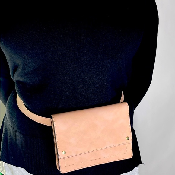 Express Handbags - Express Blush Pink Vegan Faux Leather Belt Fanny Hip Bag